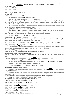 Trắc nghiệm hóa 12 - Chương III Amin  amino axit  peptit và protein